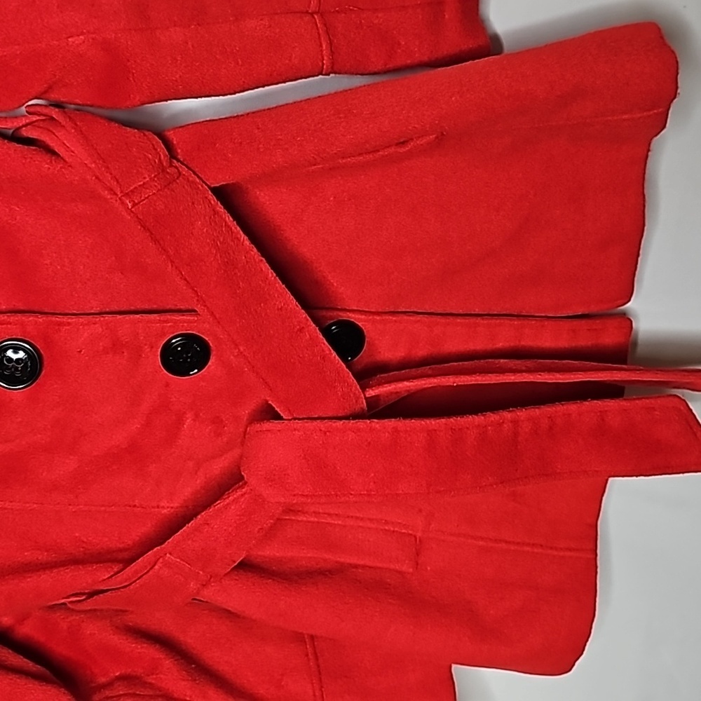 Steve Madden Red Button Down Collared Trench Peac… - image 2